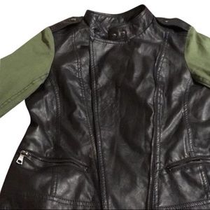 Black and green leather jacket